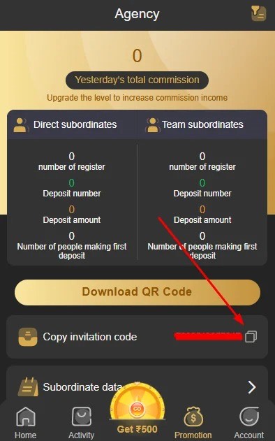 BDG Play Promotion Program – Copy Invitation Code